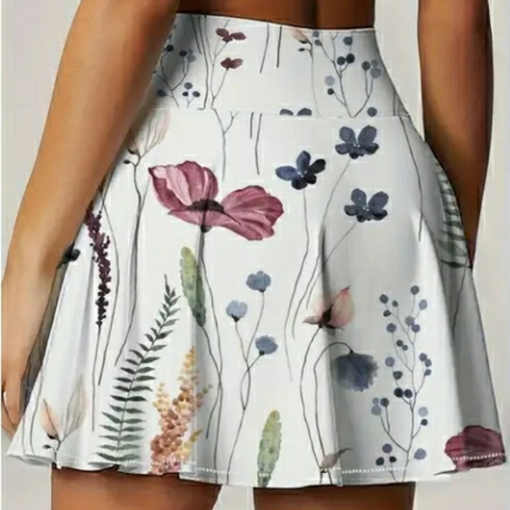 NEW! Floral Print Tennis Pickleball Athletic Skirt w/ Phone Pocket - Picture 3 of 3